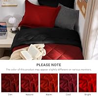 MUXHOMO 5 Pieces Twin XL Comforter Set, Reversible Bed in a Bag Twin XL Size, All Season Bedding Set with Comforter, Flat Sheet, Fitted Sheet, Pillowcases & Shams, Red & Black — image 4