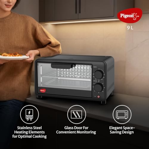 Pigeon Oven Toaster Grill (12381) 9 Liters OTG Without Rotisserie for Oven Toaster and Grill for Grilling and Baking Cakes (Grey) 7 41PNUd+b HL