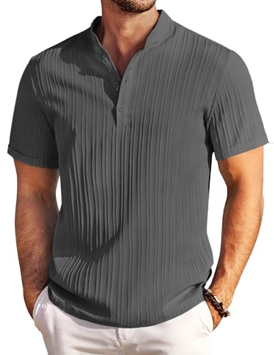Chemise Henley COOFANDY ultra respirante manches courtes pour un été au frais