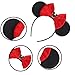 XINGKANG Black Mouse Ears Headband, Red Bow & Gold Accessories, Soft Velvet, Classic Headwear Gifts, Women Fashion Costume Party; MQ-H