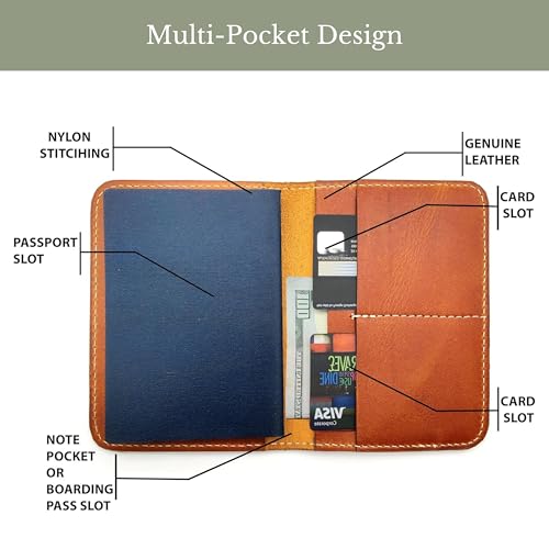 Passport Holder for Travel | Premium Leather Passport Cover & Protector | Stylish Travel Document Organizer with Embossed US Seal | Unisex Case with Slots for Cards & Boarding Passes - Brown4