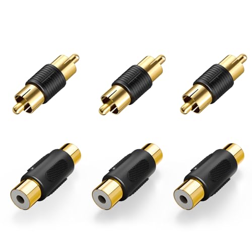 Adaptador RCA macho y hembra gold plated pack 6 unidades miniatura 1