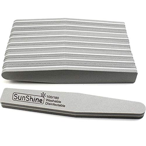 8.PM Nail Files & Buffers - 10pcs/lot Double Side Nail files buffer 100/180 Trimmer Buffer lime a ongle Nail Art Tools Washable Buffing Sanding File Sponge (Grey)