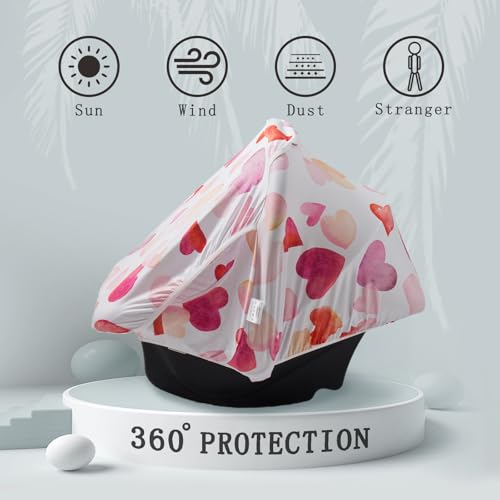 Image of Baby Car Seat Canopy Cover, Breathable Sun Shade, Full Privacy for Newborns & Infants, Universal Fit for Boys & Girls