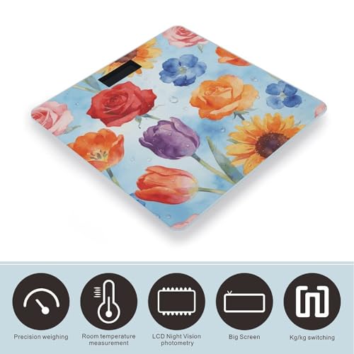 Báscula digital multicolor para baño con vidrio templado miniatura 3