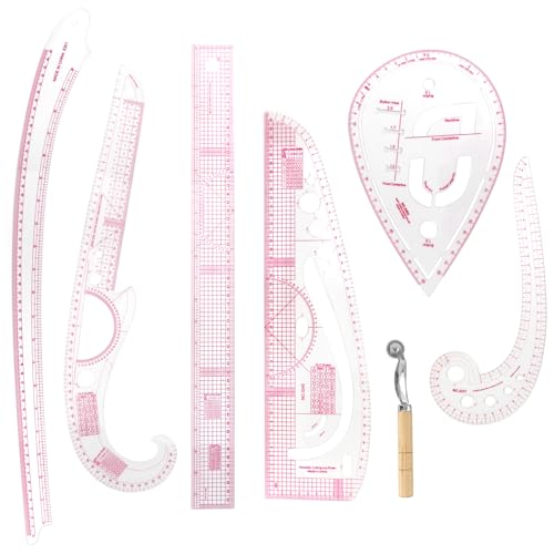 QWORK® 7 Stück kurvenlineal set, schneider lineal, metrisches nähen lineal, nähzubehör, für Designer, Schnittmusterersteller, Schneider