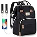 Zaino Mamma Multifunzione neonato Fasciatoio Bambino impermeabile,Zaino per mamme, Borsa per pannolini con porta USB per Viaggiare mamma papà impermeabile e multifunzionale.55L Grande capacità (Nero)