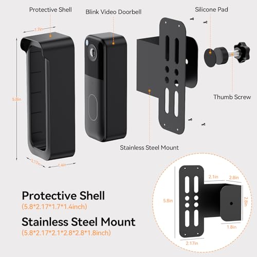 TECKNET No-Drill Mount for Blink Video Doorbell 1st & 2nd Gen, Anti-Theft Security Bracket with Rain Cover, Unobstructed View & Sensor, Easy Apartment Installation,Black - image 7