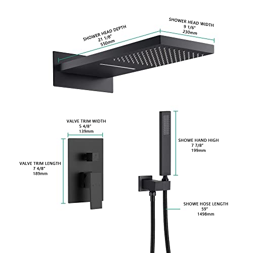 Sistema de ducha Cascada 9”x22” con LED, Bluetooth y válvula de un solo mando, 3 funciones (lluvia, cascada y ducha de mano) acabado níquel cepillado miniatura 4