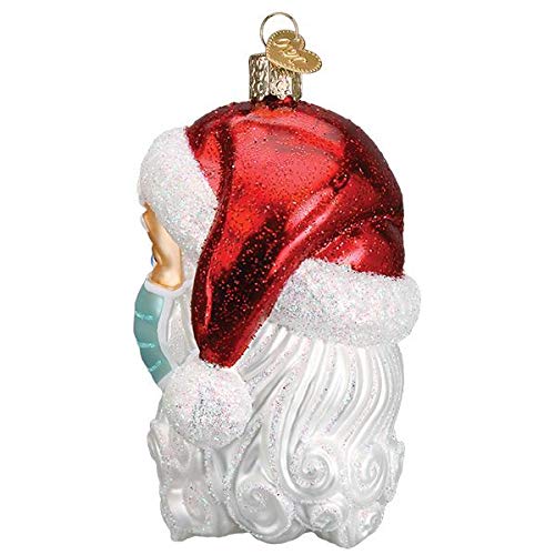 Old-World Christmas Glass Blown Ornament with S-Hook and Gift Box, Santa Selection (Santa with Face Mask, 40319)