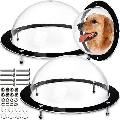 Goaste 2 Pack Dog Fence Window 12.4 Inch Clear Pet Dome Durable Plastic Pet Peek Windows Playground Doggie Fence Safe Domes Pets Supply for Dog Cat Horse 12.4 x 4.9 Inch