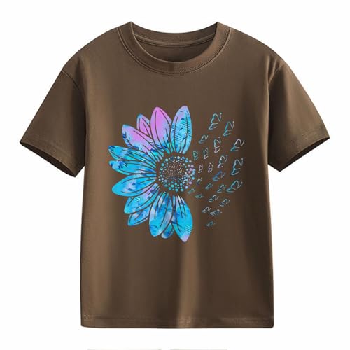 sfdgfhyf Kids Shirts Girls Loose Fit Sunflower Graphic T Shirts Short Sleeve Sports Crew Neck Graphic School2