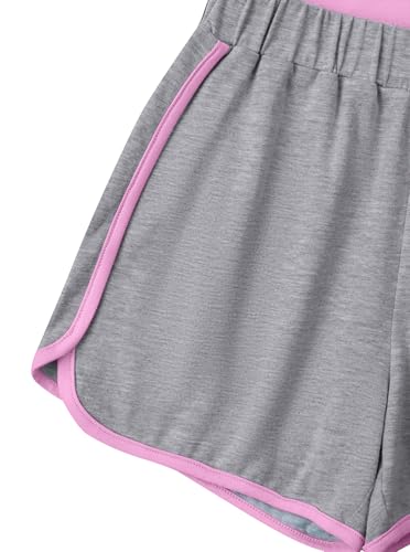 Image of Girl's 2 Piece Outfits Cute Summer T-Shirt and Graphic Shorts Clothing Sets Pink 11-12Y