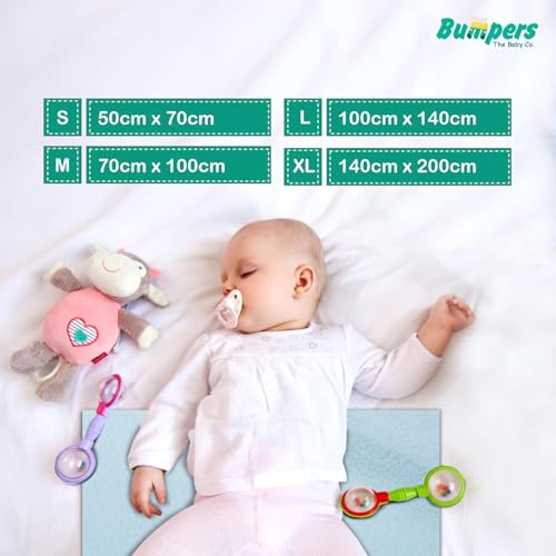 Image of Bumpers Waterproof Quick Dry Protector Dry Sheet |Breathable and Hypoallergenic Ultra Soft Fitted Baby Bed Protector Sheet for Toddler Children & Adult King Size (XXL, 260x200cm, Sea Blue)
