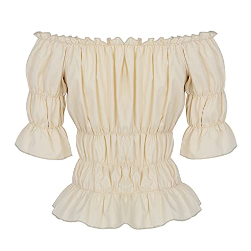 Lehauya Women Off The Shoulder Tops Renaissance Blouse Pirate Shirt Short Sleeve Shirts3