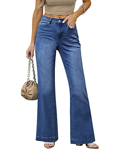 LookbookStore Wide Leg Jeans Woman 2025 Flare High Waist Baggy Jeans for Women Stretchy Denim Pants