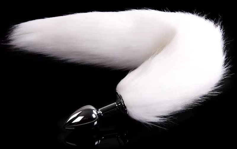 Butt Plug Fox Tail Cosplay Anal Plug Anal Butt Plug Adult Sex Toys for Beginner Women Men Couple (31" Black): 18 "White