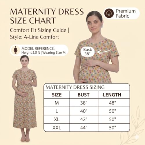 Image of Zero Clothing Feeding Dress for New Moms Casual Loungewear Ankle Length | Cotton Maternity Nighty | Zipless Feeding Dresses for Women | Pregnancy & Nursing Wear
