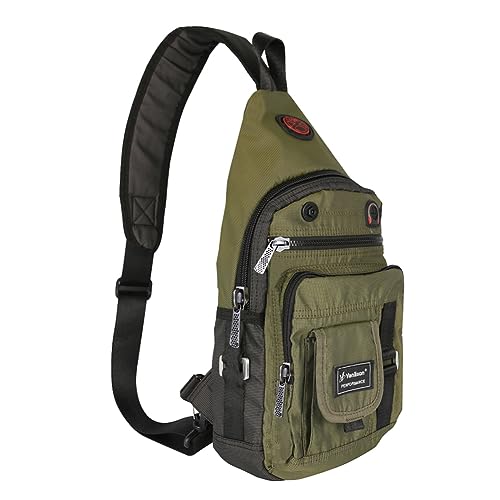 Vanlison Crossbody Sling Bag Small Backpack for Men Women Teens Bag, B-green(fits 10.5" Ipad), M