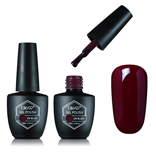 Elite99 UV LED Soak off Nail Gel Polish Long Lasting Shiny Color Gel Manicure Pedicure Nail Polish Nail Varnish 10ml Black Cherry