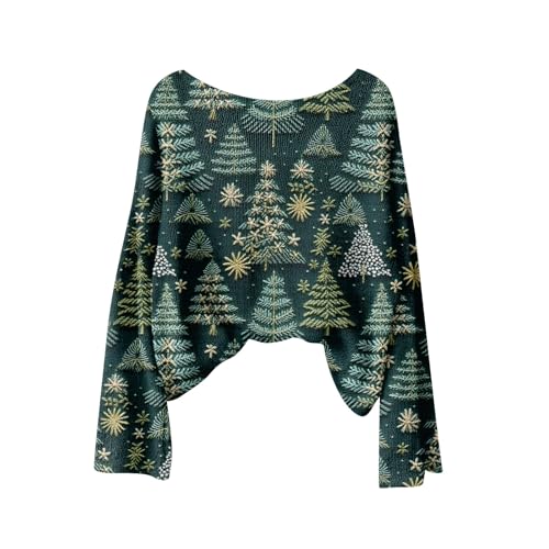 Women's 2025 Floral Print Oversized Sweaters Casual Long Sleeve Crewneck Pullover Knit Jumper Tops Fall Clothes3