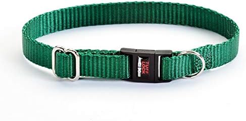 Tuff Lock Nylon Cat Collar, Break-Away Buckle with Split Ring for ID-Tag or Bell, Hand Made in USA, Plastic Buckle (Green)