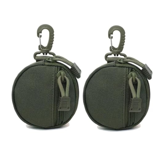 Image of Mini Coin Purse Keychain Cute Zipper Pocket Pouch for Women, Girls & Kids Lightweight, Portable Organizer Bag for Coins, Cash, Earbuds Fits in Pockets (Olive Green, Pack of 2)