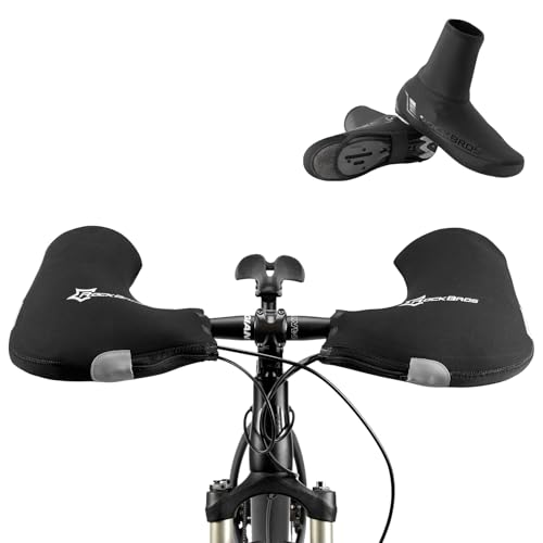 Cubiertas para manillar y calzado de ciclismo ROCK BROS, térmicas, resistentes al agua, reflectantes, para invierno miniatura 1