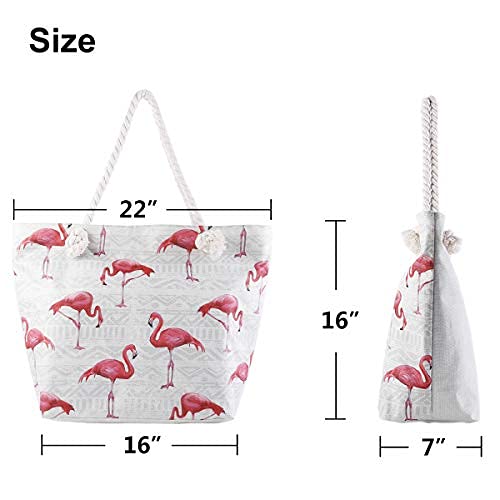 Genovega Large Beach Bag for Women, Waterproof Sandproof with Pocket Zipper Tote, Travel Utility Swim Pool Bags Tote - Image 3