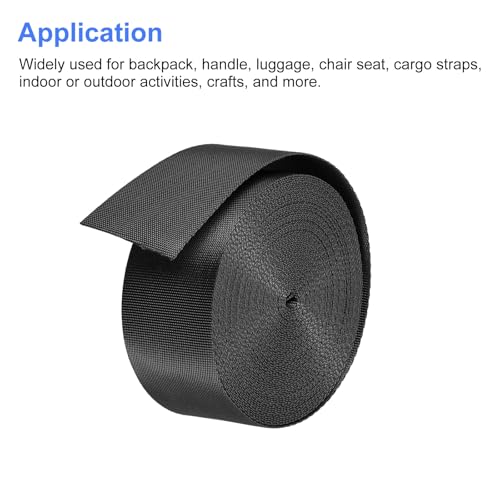 Image of Nylon Webbing Strap, 10 Metres, 1 inch /1.5 inch /2 inch Width, 0.7 mm Thickness (Black, 2 inch)