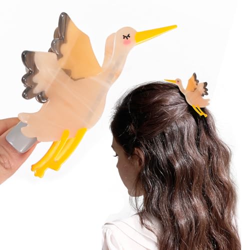 Decorative Bird Hair Claw Clip Nude Stork Design Personalized Acetate Hair Claw for Mother's Day Accessory