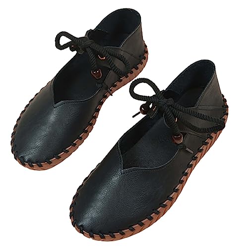 Genérico Paredes Zapatillas Deportivas Barefoot Mujer Zapatos de cuero pequeños para mujer a la de verano, zapatos casuales transpirables y cómodos Zapatilla Negra Mujer Zapatillas Slip On (Black, 42)