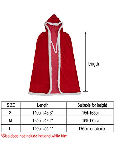 Ca Mode Women Christmas Mrs Santa Claus Cloak Xmas Costume Cappa Cloak Cape,Red,39" #TOP2