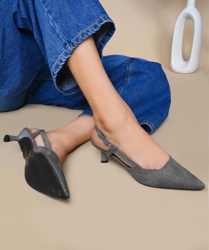 Image of JM LOOKS Elegant Pointed Toe Slingback Kitten Heels Fashionable Sandals for Modern Women