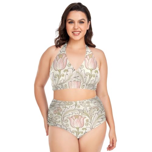 Bikini grande taille ajustable avec taille haute galbante et maintien dos nu