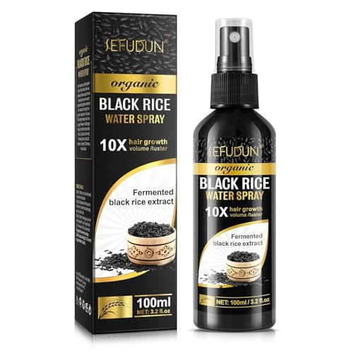 Image of Organic Black Rice Water Spray - 100ml | Rice Water Spray for Hair Growth with Castor Oil & Ginger Root Extract | Supports Thicker, Fuller Looking Hair & Damage Care