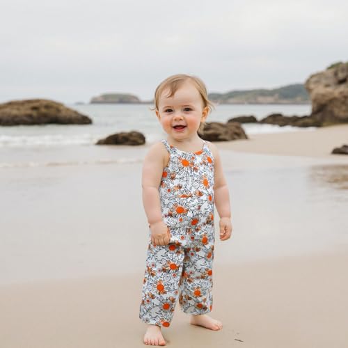 Emmababy Baby Girl Bell Bottom Romper Floral Jumpsuit Toddler Wide Leg Outfit Spaghetti Strap Overalls Sleeveless Playsuit3