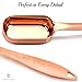 Copper Gemz Measuring Spoons Set of 6 - Extra Sturdy, Heavy Duty. Narrow Shaped Long Handles Fit Small Jars. Stainless Steel. Mirror Polished Copper/Rose Gold Finish