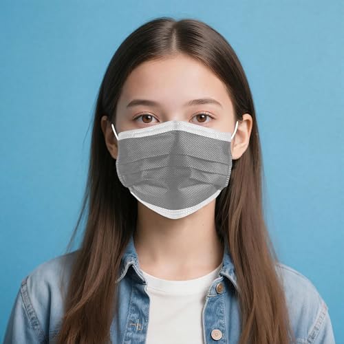 Image of NNPCBT Grey Disposable Face Masks 125 Pack,3-Ply Breathable Mask For Adults,Great For Outdoors,Home, Office, School