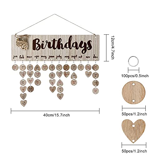 Joy-Leo Gifts For Mom Grandma To Remember Everyone’s Birthday, Wooden Family Birthday Reminder Calendar Board Wall Hanging With 100 Tags, Best Christmas Gifts Idea From Daughter Son Unique, Model Jl02 #TOP6