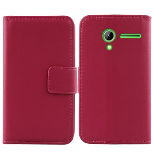 Tnviud Premium Genuine Real Flip Folder Folio Leather Case For Alba ACF28 2G 2.8" Book Wallet Business Phone Protection Protector Cover Skin Pouch Etui (Rose)