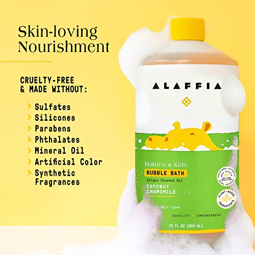 Alaffia Babies And Kids Bubble Bath, Gentle Baby Essentials For Delicate Skin, Cleansing & Calming Bubbles, Plant Based Formula, Vegan, Coconut Chamomile, 32 Fl Oz #TOP5
