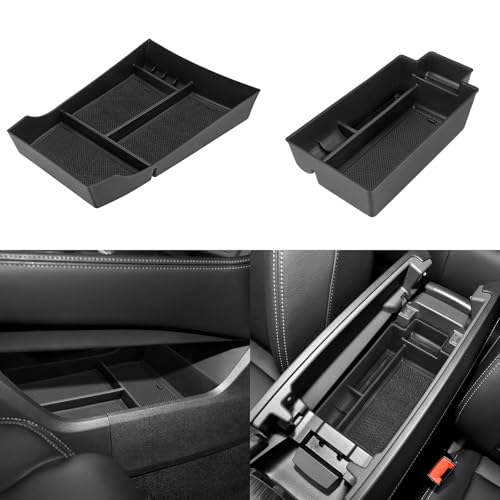 ZTGPMP 2Pcs Center Console Organizer compatible with Nissan Rogue 2021-2026, Armrest Insert Secondary Tray Lower Console Storage Box, Rogue Interior Accessories, Black ABS Plastic