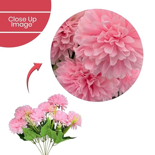 Image of Art Street Artificial Flower Bunch| Silk Pink Hydrangea Flower for Home| Bedroom, Living Room & Office Decoration |Christmas Day, New Year Set of 4 |11 Inch (Without Vase)