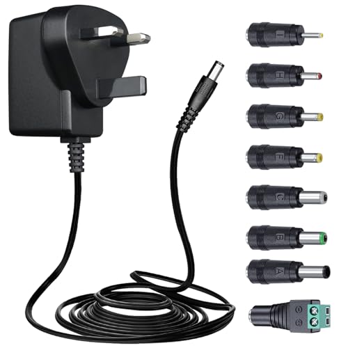 Image of ANLINK 6V 1A 1.8M Power Supply Adapter with 8 Tips, AC to DC 6W 1000mA 500mA Replacement Power Cord for Blood Pressure Monitor/Elliptical Machine/Sewing Machine/Trash Can and More, UKCA Certified