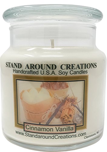Premium 100% Soy Apothecary Candle - 16 Oz. - Cinnamon Vanilla - The Scent Of Spicy Cinnamon W/ Sweet Vanilla. #TOP5