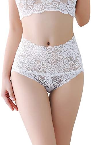 Women's High Waist Lace Panties Comfortable Underwear with High Elastic