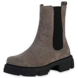 VAN HILL Damen Leicht Gefütterte Plateau Boots Stiefeletten Blockabsatz Schuhe Plateau Vorne Stiefel Profilsohle Booties 202391 Olivgrün 39