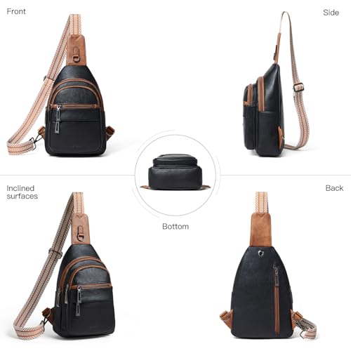 Leresas Sling Bag for Women Crossbody Bags Fanny Pack Sling Purse Backpack Over Shoulder Bag Vegan Leather Travel Brown/Black - image 6