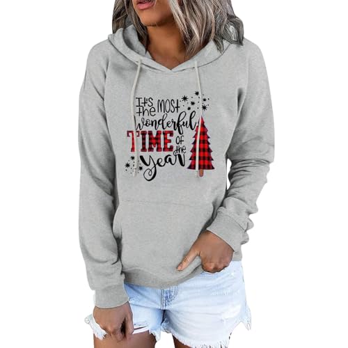 Sweat-shirt à col rond de Noël gris XXL pour femme